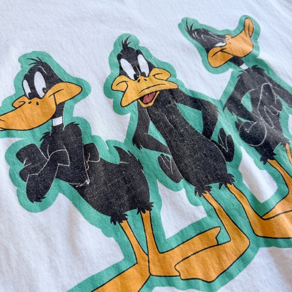Vintage Looney Tunes Daffy Duck T-Shirt 90s Single Stitch Cropped Boxy Women’s - Picture 5 of 16